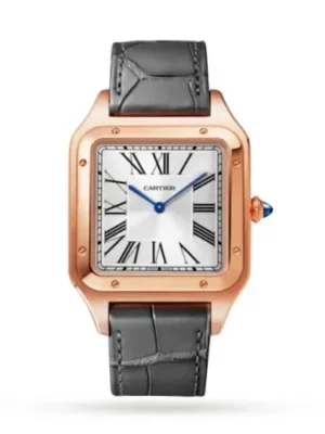 Cartier Santos-Dumont Men Automatic Silver 18ct Rose Gold Watch