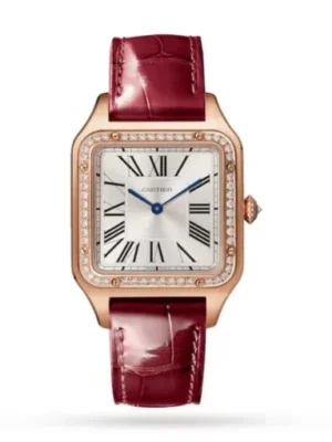 Cartier Santos-Dumont Men Quartz Silver Leather Watch WJSA0016