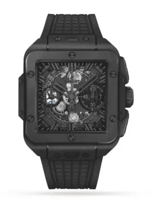 Hublot Square Bang Men Automatic Skeleton Rubber Watch