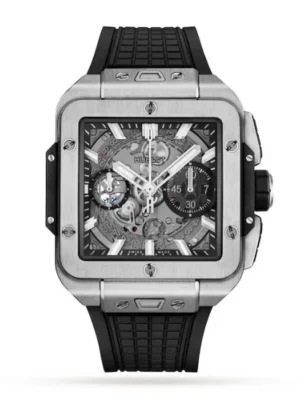 Hublot Square Bang Men Automatic Skeleton Rubber Watch