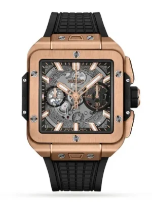 Hublot Square Bang Men Automatic Skeleton Rubber Watch 821.OX.0180.RX